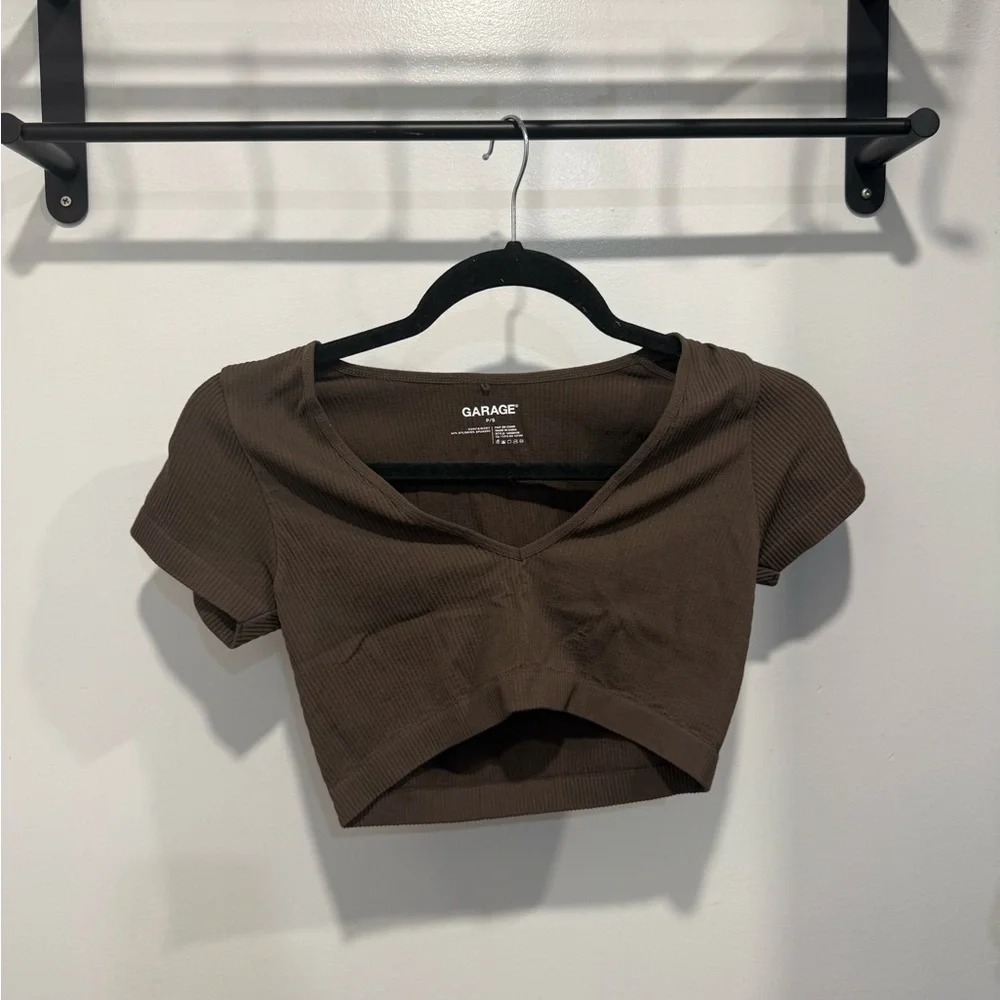 Garage Brown Ribbed Tee - Picture 1 of 3